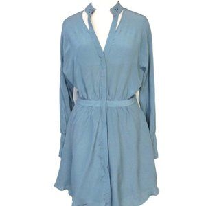 Anthropologie Leifsdottir cornflower blue 100% Silk Dress  8